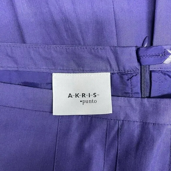 Akris Punto Pleated Skirt 100% Cotton Crochet Detail Size F 46 US‎ 14 - Picture 7 of 8